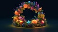 A ring of light blooming in a cluster of small plants, arch of flowers, AI Generative