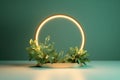 A ring of light blooming in a cluster of small plants, arch of flowers, AI Generative
