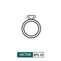 Ring love icon. Outline style. Isolated on white background. Vector illustration EPS 10 Royalty Free Stock Photo
