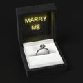 Ring with `marry me` sign