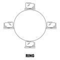 Ring network topology vector black linear flat style icon