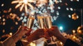 Ring in New Year\'s Eve amid a jubilant crowd, cheers and celebration abound, Ai Generated