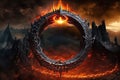 ring of power, with its menacing and corruptive presence, on the land of mordor Royalty Free Stock Photo