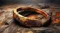 Rusted Metal Ring On Rock: Realistic Detailed Rendering