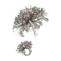 Flower ring drawing, drawing, diagram. Aster flower is an unusual ring for women.