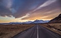 Ring Road at sunset, East Fjords, Iceland, Europe Royalty Free Stock Photo