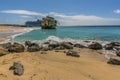 A ring of rocks in front of a shipwreck on Governors beach on Grand Turk Royalty Free Stock Photo