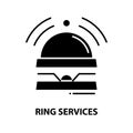 ring services icon, black vector sign with editable strokes, concept illustration Royalty Free Stock Photo