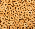 Ring-shaped cracknels sooshkas, little bagels. Background, close-up, top view Royalty Free Stock Photo