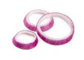 Ring slices of red onion, isolated on a white background