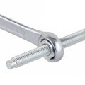 Ring spanner box end wrench with nut and bolt Royalty Free Stock Photo