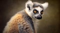 Ring tailed lemur portrait. Generative AI.