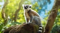 Ring tailed lemur portrait. Generative AI