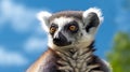 Ring tailed lemur portrait. Generative AI.