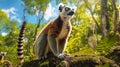 Ring tailed lemur portrait. Generative AI