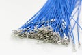 Ring terminal connector crimp blue wire for electronic or electric industrial Royalty Free Stock Photo