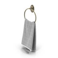 Ring towel holder with towel isolated on white. 3D illustration
