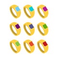 Ring vector illustration with nine diferent diamond color