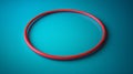 Hyperrealistic Red Ring On Blue Background: Abstract Rubber Hula Hoop