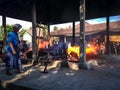 The Body Is Being Cremated In Place Of A Funeral Pyre In The Ngaben Ceremony At The Village