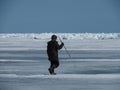 Ringed seal hunt in the Canadian Arctic, subsistence hunting with Inuit hunters Royalty Free Stock Photo