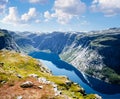 Ringedalsvatnet - blue mountain lake near Trolltunga Royalty Free Stock Photo