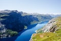 Ringedalsvatnet lake near Trolltunga trai, Norway Royalty Free Stock Photo