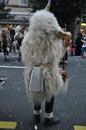 Rijeka, Croatia,19.02.2023. Ringer bells, traditional masked group of children and adults covered by sheepskin and animal masks.