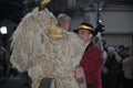 Rijeka, Croatia,19.02.2023. Ringer bells, traditional masked group of children and adults covered by sheepskin and animal masks.