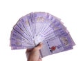 Ringgit of hundred nominal hand held Royalty Free Stock Photo