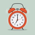 Ringing alarm clock flat illustration.