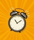 Ringing alarm clock. Retro comic pop art vector illustration