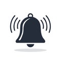 Ringing bell icon illustration denoting alert or notification with sound waves Royalty Free Stock Photo