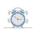 Ringing Blue Alarm Clock Cartoon Illustration Indicating Wake Up Time Royalty Free Stock Photo