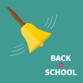 Ringing gold bell with handle. Back to school