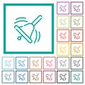 Ringing handbell outline flat color icons with quadrant frames Royalty Free Stock Photo