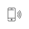 Ringing mobile phone line icon