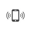 Ringing phone black vector icon. Smartphone glyph symbol.