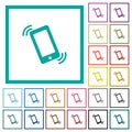 Ringing phone flat color icons with quadrant frames