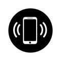 Ringing phone icon in circle. Mobile call icon