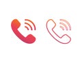 Ringing phone icon. Outline and bold style. Social network design. Call or dial symbol. Retro telephone. Contact support Royalty Free Stock Photo