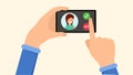 Ringing smartphone, Incoming call UI illustration