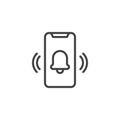 Ringing smartphone line icon