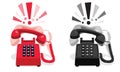 Ringing stationary phone with button keypad and with exclamation marks Royalty Free Stock Photo