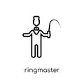 ringmaster icon. Trendy modern flat linear vector ringmaster icon on white background from thin line Circus collection, outline v