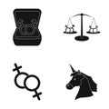 Rings, balance, feminism, unicorn.Gayset collection icons in black style vector symbol stock illustration web.