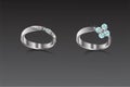 Rings bronze with white and turquoise diamond Royalty Free Stock Photo