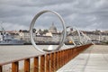 Rings on embankment of river Loire in Nantes