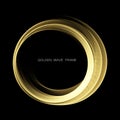 Rings of light with sparkling lines. Motion element on a black background of glowing light. Brilliant golden lightening Royalty Free Stock Photo