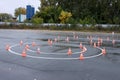 Rings with orange chips for training the exercise Eight to pass